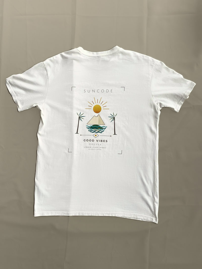 T-shirt Orkyva SUNCODE écru – vue de dos avec motif SUNCODE